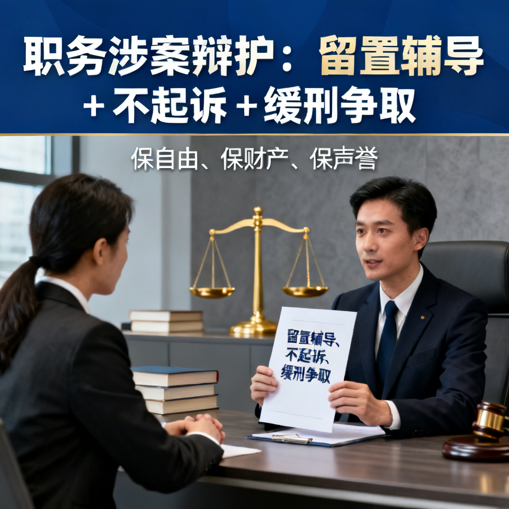 职务涉案辩护：留置辅导 + 不起诉 + 缓刑争取