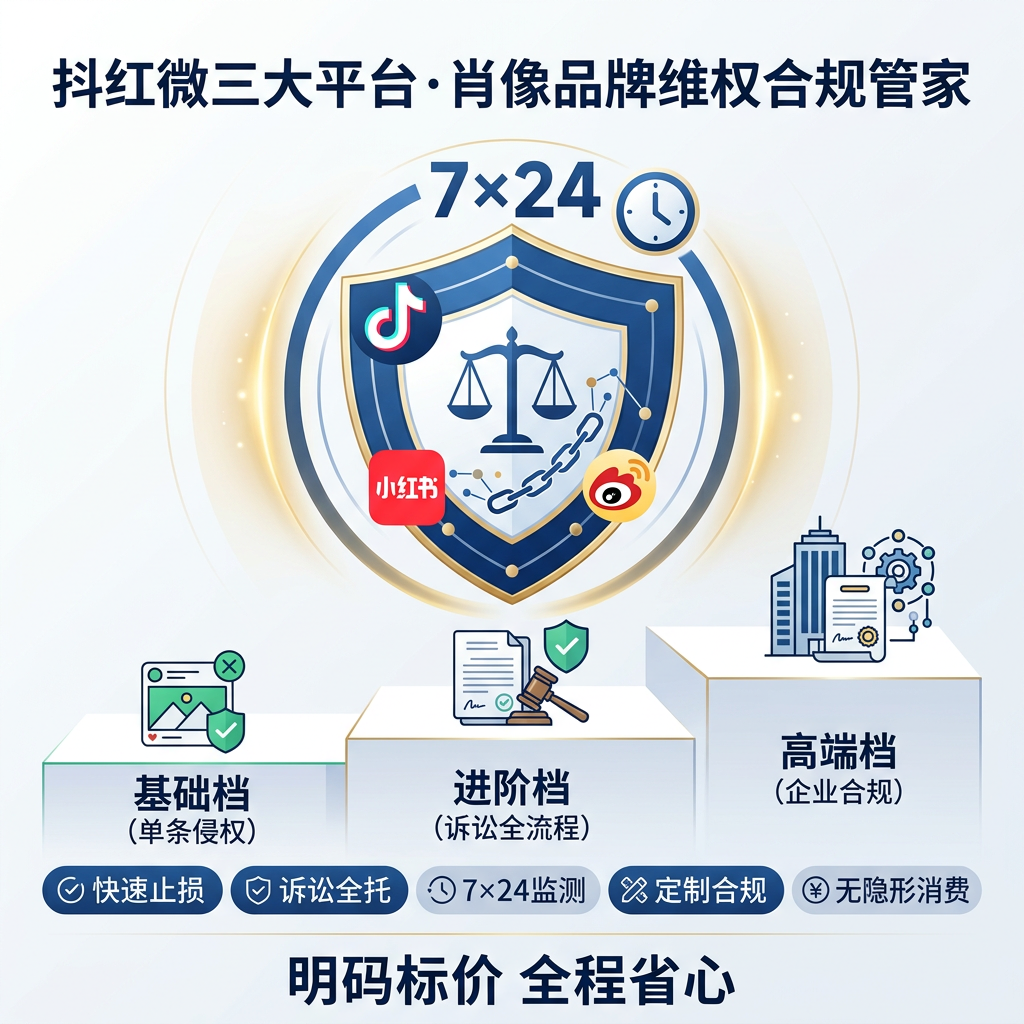 抖红微三大平台&middot;肖像品牌维权合规管家