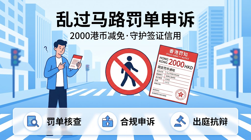 乱过马路闯红灯行人违规｜2000港币罚单申诉法律服务