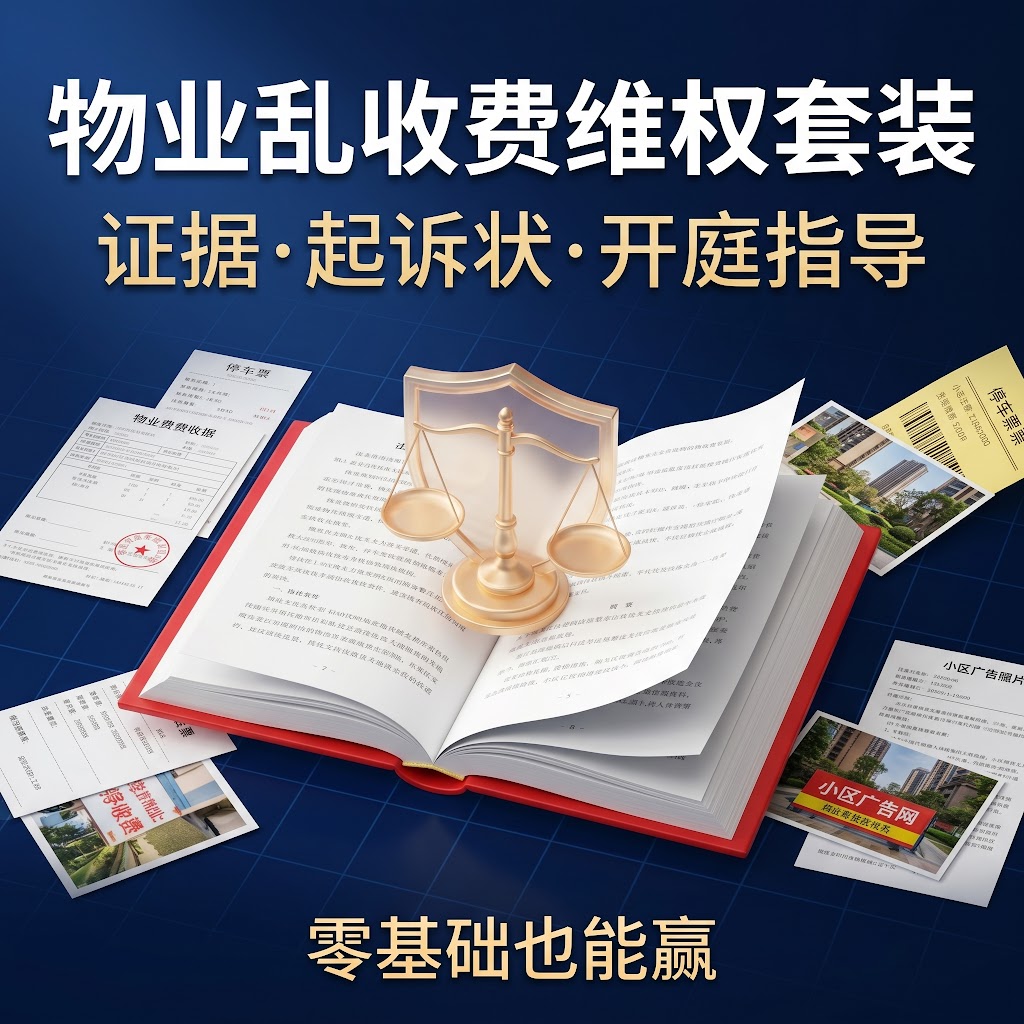 物业乱收费侵收益维权套装｜证据+起诉状+开庭指导